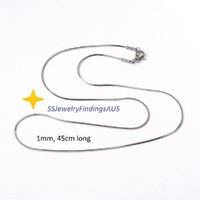 2 Pieces Stainless Steel Snake Chain  Necklace 1mm x 45cm Hypoallergenic Tarnish Resistant - jewellery making supplies Australia