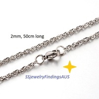1 Piece Stainless Steel Rope Necklace Hypoallergenic Tarnish Resistant - jewellery making supplies Australia