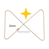 4 Pieces 2mm Gold Plated Stainless Steel 45cm Necklaces Hypoallergenic Tarnish Resistant - jewellery making supplies Australia