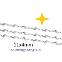 1 meter Stainless Steel Bar 11x4mm Chain Swirl Design Hypoallergenic Tarnish Resistant
