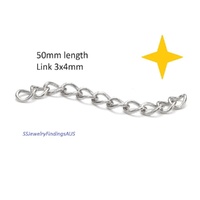 15 Pieces Stainless Steel Extender Chain 55mm Hypoallergenic Tarnish Resistant - jewellery making supplies Australia