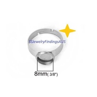 3 Pieces Stainless steel 8mm Adjustable Ring Pad Cabochon Setting Hypoallergenic - jewellery making supplies Australia