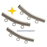 3 Pieces Stainless Steel Tube Bead Bail Pendant with 3 loops Hypoallergenic Tarnish Resistant - jewellery making supplies Australia
