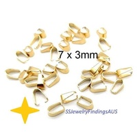 10 Pieces Stainless Steel Gold Tone Small Pinch Bail 7x3mm Hypoallergenic Tarnish Resistant - jewellery making supplies Australia