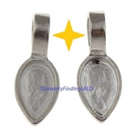 4 Pieces Stainless steel teardrop glue on bail Hypoallergenic  Tarnish Resistant - jewellery making supplies Australia