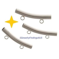 4 Pieces Stainless Steel Tube Bead Bail Pendant with 2 loops Hypoallergenic Tarnish Resistant - jewellery making supplies Australia