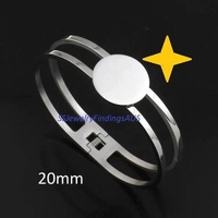 1 Piece Stainless Steel Bracelet 20mm Blank Setting Hypoallergenic Tarnish Resistant - jewellery making supplies Australia