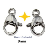 12 Pieces Stainless Steel Lobster Clasp 9mm Hypoallergenic Tarnish Resistant - jewellery making supplies Australia