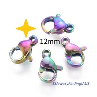 5 Pieces Stainless Steel Lobster clasp 12mm Anodized and Plated Hypoallergenic Tarnish Resistant - jewellery making supplies Australia