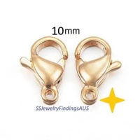 8 Pieces Gold Tone Stainless Steel Lobster Claw Clasp 10mm Hypoallergenic Tarnish Resistant - jewellery making supplies Australia