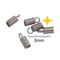 40 Pieces 3mm Stainless Steel Spring Crimp Coil Cord Ends Hypoallergenic  Tarnish Resistant - jewellery making supplies Australia