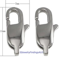 4 Pieces 15mm Stainless Steel Rectangle Lobster Claw Parrot Clasp Hypoallergenic Tarnish Resistant