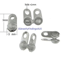 40 Pieces Stainless Steal Bead Tips/Ball Chain Connector 2.4mm Hypoallergenic - jewellery making supplies Australia