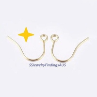 5 Pairs Gold Plated Stainless Steel Ear Wires Fish Hook 18.5mm Hypoallergenic Tarnish Resistant - jewellery making supplies Australia