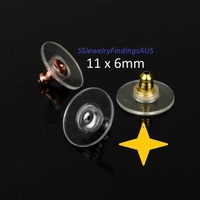 16 Pieces Gold Vacuum Plated Stainless Steel and Silicon Comfort Ear Nuts, Earring Backings Clear 6x11mm Hypoallergenic Tarnish Resistant