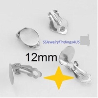 3 Pairs Stainless Steel 12mm Pad earring Clip on Studs Hypoallergenic Tarnish Resistant - jewellery making supplies 
