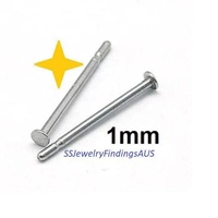 25 Pairs Stainless Steel 1mm Pad Earring Studs with Tension Locking nuts Hypoallergenic Tarnish Resistant - jewellery making supplies 
