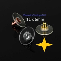 16 Pieces Rose Gold Vacuum Plated Steel and Silicon Comfort Ear Nuts, Earring Backings Clear 6x11mm Hypoallergenic Tarnish Resistant