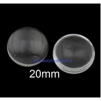 25 Pieces 20mm Clear Glass Round Domed Cabochons Jewellery Findings - Jewellery supplies
