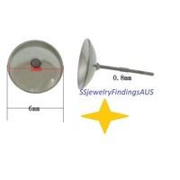 25 Pairs Stainless Steel Stud Posts with 6mm Cup and Tension Locking Nuts Hypoallergenic Tarnish Resistant - jewellery making supplies 