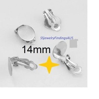 3 Pairs Stainless Steel 14mm Pad earring Clip on Studs Hypoallergenic Tarnish Resistant - jewellery making supplies 