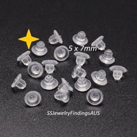 200 Pieces Silicone Comfort Ear Nuts, Earring Backings Clear 7x5mm Hypoallergenic - jewellery making supplies 