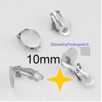 3 Pairs Stainless Steel 10mm Pad earring Clip on Studs Hypoallergenic Tarnish Resistant - jewellery making supplies 