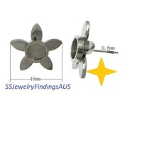 1 Pair Stainless Steel 6mm Stud Flower Earring Setting with Tension Locking nuts Hypoallergenic Tarnish Resistant
