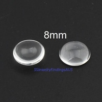 50 Pieces 8mm Clear Glass Round Domed Cabochons Jewellery Findings - Jewellery supplies