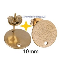 3 Pairs Stainless Steel Rose Gold Plated Stud Earring Post Textured with 1mm hole "Squiggle Design" 10mm Hypoallergenic Tarnish Resistant