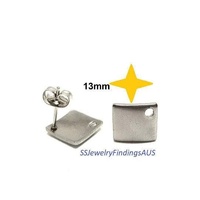 5 Pairs Stainless Steel "Curved Diamond" Stud Post with 1mm Hole  Hypoallergenic Tarnish Resistant - jewellery making supplies 