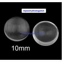 50 Pieces 10mm Clear Glass Round Domed Cabochons - Jewellery Findings - Jewellery supplies - jewellery making supplies Australia