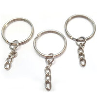 25mm Split Rings with Chain - Key Rings - Platinum Tone