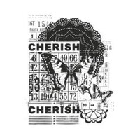 1 x Cherish - Vintage - KaiserCraft Clear Stamp 10cm x 7.7cm