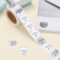 1 x Pack of 500 Silver Thank You Stickers  25mm