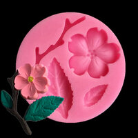 1 x Peach Flower, Leaf and Twig  1 Molds for Polymer Clay or Resin, or Wax