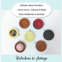 15mm Wood Bezel Pendants - Colour & Qty