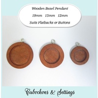 Cherry Wooden Bezel Pendants - Size Options