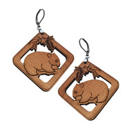 2 x CherryWood Wombat Australiana Earring Pendants