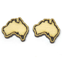Australia Outlined Map - 17mm Native Timbers