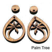 39mm Palm Tree in Teardrop - Walnut or Cherry - Earring Pendants