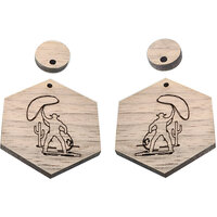 35mm Western Lasso Earring Pendant Set - Walnut
