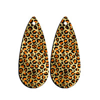 2 x 45mm Rainbow Leopard Fat Paddles  Drop Earring Pendants