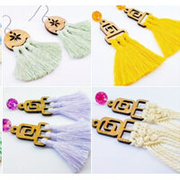 2 x Macrame Walnut Frame - Earring Pendants
