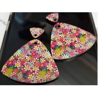 Pair Set Earring Tri Pendants & Tri Drop Dots 38-40mm with 2mm hole Laser Cut - Resin Printed  