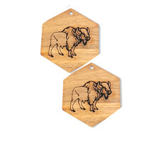 2 x 40mm  Bison Earring Pendants - Walnut Pendants