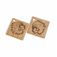 2 x 35mm Chief Image Earring Pendants - Cherry Wood - 1 Pair