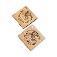 2 x 35mm Chief Image Earring Pendants - Walnut