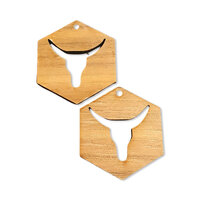 2 x 40mm LongHorn Cutout Earring Pendants - Walnut Pendants