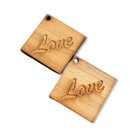 2 x 35mm Love Word Earring Pendants - Walnut
